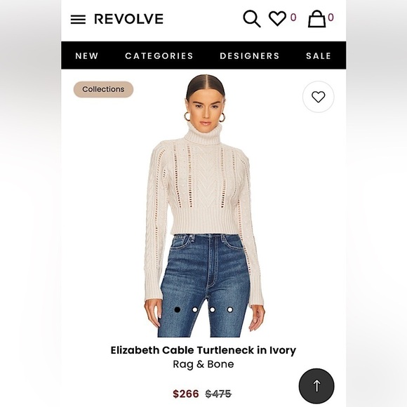 Rag & Bone Elizabeth Cable Turtleneck in Ivory - Picture 6 of 13